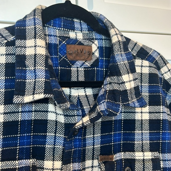 Orvis Blue Plaid Heavy Weight Cotton Flannel Shirt Men’s size XL - Picture 8 of 16